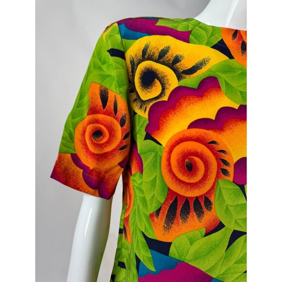 Evan-Picone Petites Size 2 & 4 Vintage 90s Acid Green Silk Floral Two-Piece Skir - Picture 11 of 16